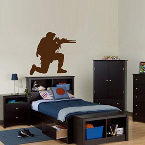 wanmeidp Soldado US Army Pistol Rifle Shooting Nursery Etiqueta de la Pared removible Habitación para niños Vinyl Decal Room Room Hobby Decoración de la Pared