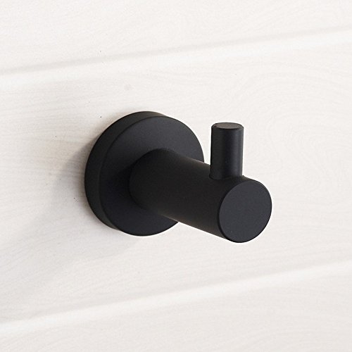 WOMAO Gancho para Toalla Negro, Gancho para Ropa Americana, Gancho para Ropa de Pared, construcción sólida de Acero Inoxidable para Cocina WC Baño montado en la Pared