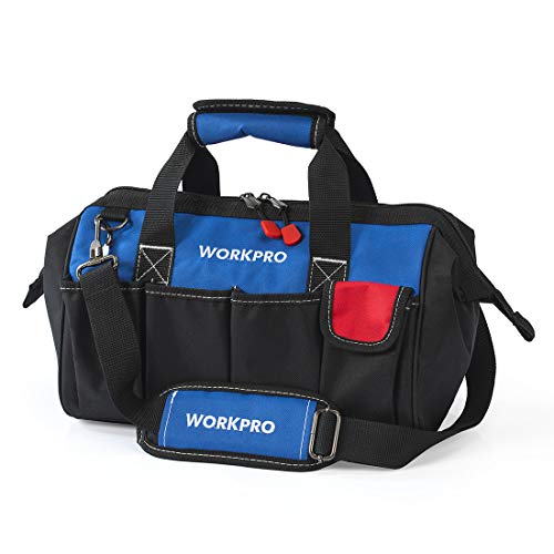 WORKPRO Bolsa de Herramientas Bolsa de Transporte Universal con Amplia Apertura de Cremallera Correa de Hombro Ajustable 35 x 25 x 19 CM