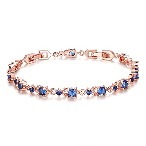 Wostu Pulsera Brazalete Cristal Swarovski Azul Oro Blanco enchaspado Joya Original Mujer