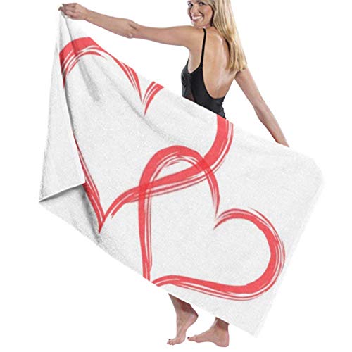 wusond Toalla de baño Microfibra Super Suave Toalla de baño Two Hearts Vector 2 Love Icon Alta absorción de Agua, Multiusos 80cm * 130cm para baños, hoteles, gimnasios y SPA