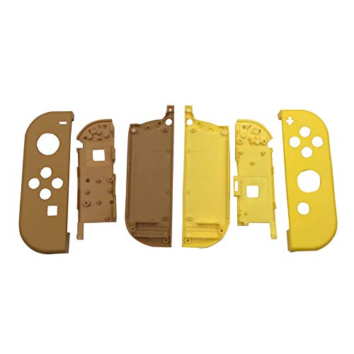 Xingsiyue Reemplazo Placa Frontal Lleno Alojamiento Cubierta Completa de la Carcasa & Marco de la Placa Intermedia de la Batería para Nintendo Switch Joy-con Controlador (Marrón + Amarillo)