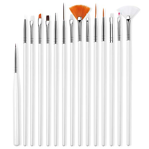 XUBX 15 Piezas Pinceles para Uñas, Kit de Diseño de Arte de Uña, Juego de pinceles para decoración de uñas, diseño de uñas, juego de herramientas de punteado Nail Art Brush