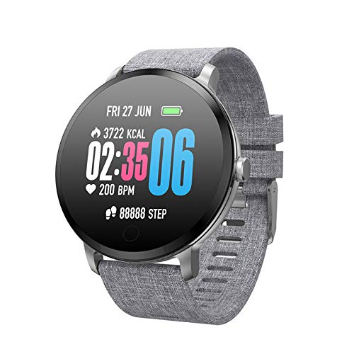 YGQNH Reloj Inteligente para Hombres, Pista Deportiva, Ritmo Cardíaco, Presión Arterial, Monitor De Sueño, Pulsera Inteligente, Reloj Impermeable, Rastreador De Ejercicios(Color:Gris)