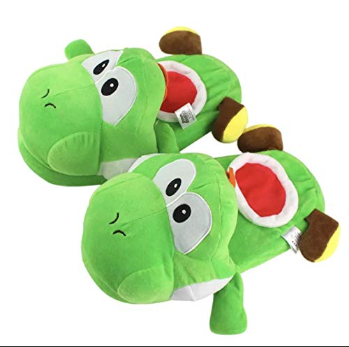 YUNMEI Zapatillas Dibujos Animados 28cm Super Mario Bros Yoshi Zapatillas de Felpa para Adultos Zapatos de Invierno para el hogar Lindos y Suaves Juguetes de Peluche