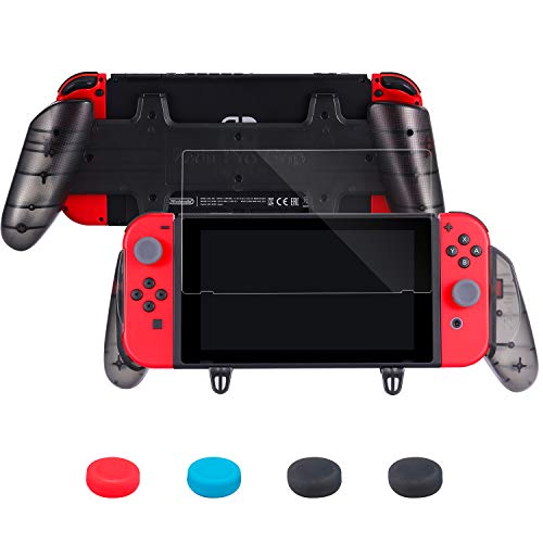 Zadii ergonómico Pro Grip Compatible con Nintendo Switch, Kit de Accesorios Incluye cómodo Agarre, Protector de Pantalla de Vidrio Templado y Almohadillas para el Pulgar Joy-con