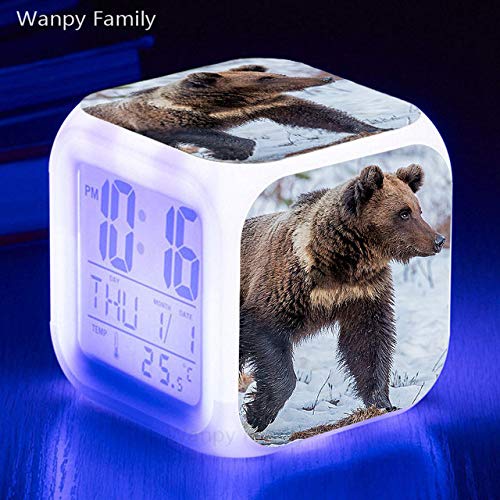 Zhuhuimin Muy Lindo Reloj Despertador de Oso con 7 Colores LED Luminoso Reloj Despertador Digital para niños Regalo de cumpleaños Reloj Multifuncional Reloj