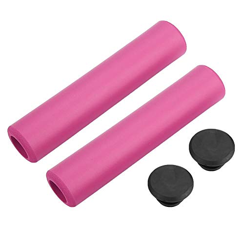 1 par de Manillar Grip Silione manijas Antideslizantes Ultralight Bike Grips de Bloqueo con Tapones de Extremo para Ciclismo al Aire Libre(Pink)