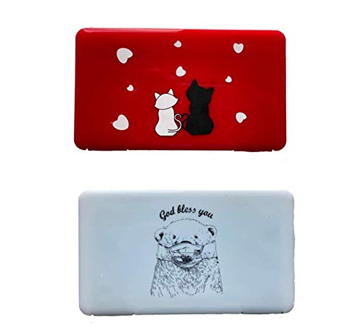 2pcs. Cajas para guardar las mascarillas contra el polvo y la suciedad. Estuches de almacenamiento de mascarillas. Fundas para llevar mascarillas de recambio. 2 pcs (rojo+blanco oso)