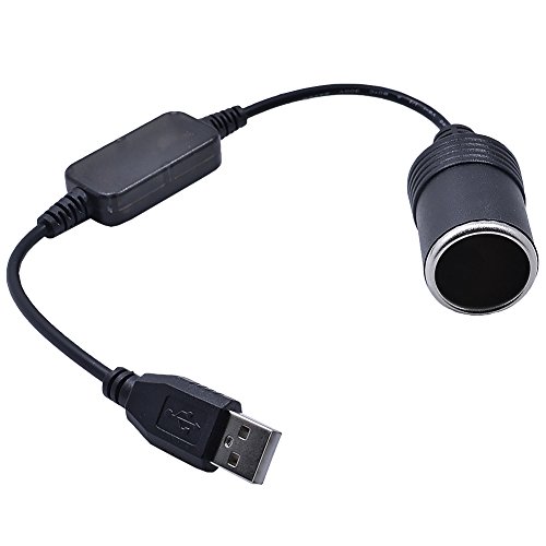 5V USB A Macho a 12V Enchufe de encendedor de automóvil Convertidor hembra para encendedores de automóvil Grabador de conducción DVR Dash Cámara GPS (menos de 8 W), 30 cm / 12 pulgadas