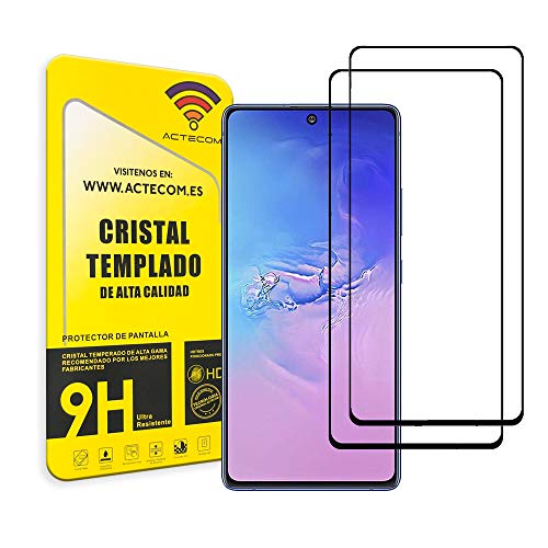 ACTECOM Pack DE 2 Protector de Pantalla Compatible con XIAOMI REDMI NOTE 9 PRO Negro Completa Cristal Templado 9H 2.5D (2 uds.)