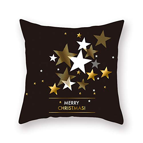 ACYKM Funda cojín Funda Almohada para sofá Impresión Digital Funda Almohada Navidad Bronce Dorado Negro, algodón, poliéster, decoración navideña, decoración Feliz año, Fundas cojín Regalo