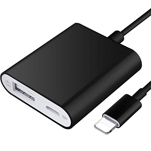 Adaptador de cámara USB, adaptador de cable de sincronización de datos OTG hembra USB 3.0 compatible con Phone x 8 7/ Pad Air Pro Mini, lector de tarjetas de soporte, unidad flash USB,mouse（negro)