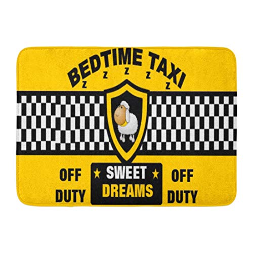 Alfombrilla de baño Taxi Taxi Taxi Amarillo Sleep Checker Decoración de baño Alfombra