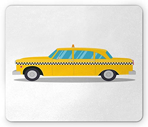 Alfombrillagamingcon New York Taxi Old Vintage Style Checker Cab Ilustración De Fondo Liso Blanco Y Amarillo Tierra Cómodo Juego De Alfombrilla De Ratón Personalizado 25X30Cm Alfo