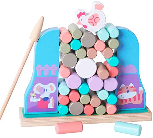 Arkmiido Juguetes de Madera para apilar, Juguetes de Madera para niños, Juguete Educativo para niños de 3 años, Juego de Equilibrio para niños pequeños (37PCS)