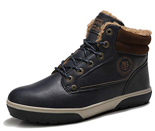 ARRIGO BELLO Hombre Botas Invierno Hombre Zapatos para El Frio y Nieve Antideslizante Botines Cálido Botas de Pelo Cordones Comodos Casual Senderismo (DK Azul, 46)