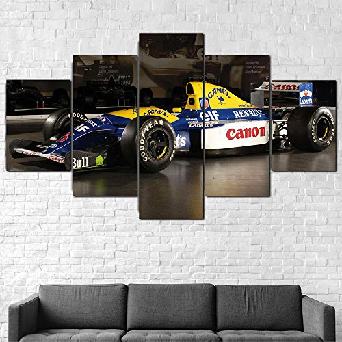 AWER Tejido no Tejido Impresión FW14B Fórmula 1 Canvas Wall Art，Decoracion de Pared，5 Piezas Lienzos Cuadros Pinturas，Cuadro sobre Lienzo，Listo para Colgar，en un Marco