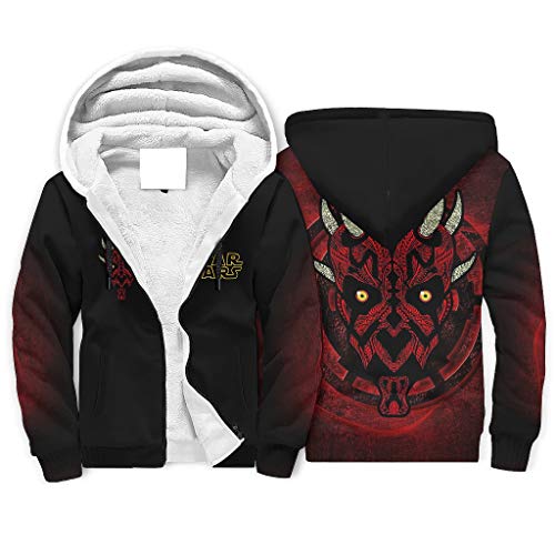 Ballbollbll Sudadera con capucha para hombre Darth Maul con estampado 3D, con cremallera, cordón y bolsillo