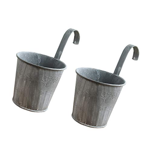 BESPORTBLE - 2 macetas de metal para flores, para vallas, jardineras colgadas, cubo de flores de hierro para la casa, balcón, jardín, pared, patio, barandilla