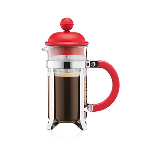 Bodum Caffettiera Cafetera émbolo, Vidrio, Metal, Rojo, Centimeters