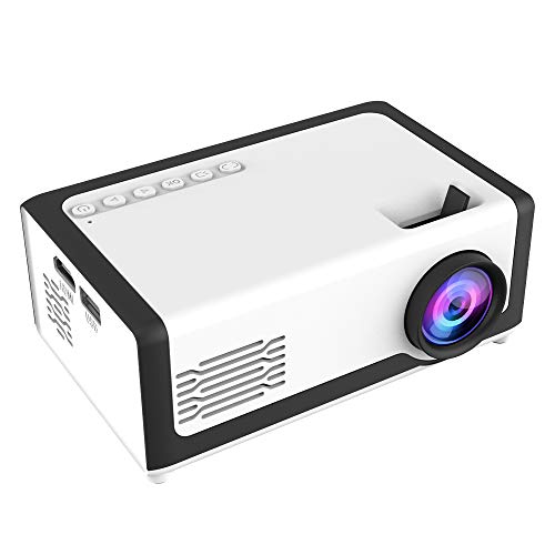 Bolange Proyector, Mini Proyector Portátil 500 Lumen Soporta 1080P Full HD Proyector Video Cine en Casa con Control Remoto Compatible con los TV Stick HDMI SD AV USB(Cable AV Incluido)