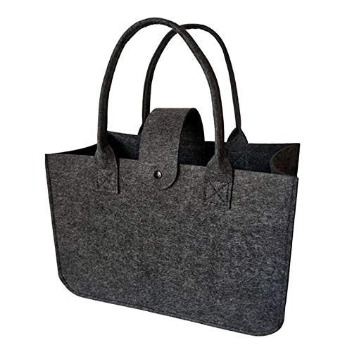 Bolsas de fieltro multifuncionales para la compra diaria, bolsas de fieltro de color gris oscuro, para viajes (14,96 x 9,84 x 7,09 pulgadas)