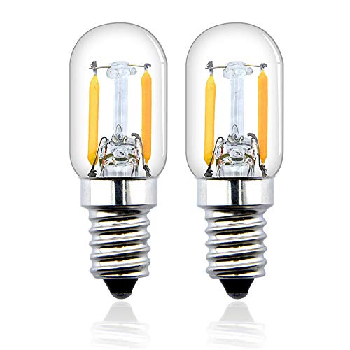 Bonlux T22 E14 2W LED Filamento Vintage Edison Bombilla para frigorífico, nevera, microondas, máquina de coser, lámpara de escritorio (2-unidades, luz cálida 2700k)