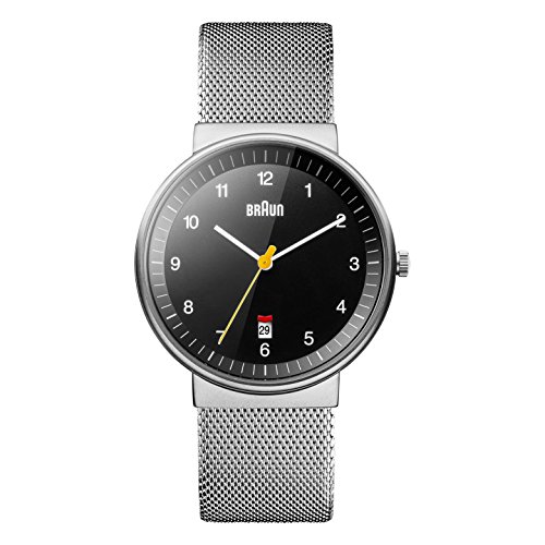 Braun BN0032BKSLMHG - Reloj análogico de cuarzo con correa de acero inoxidable para hombre, color plateado/negro