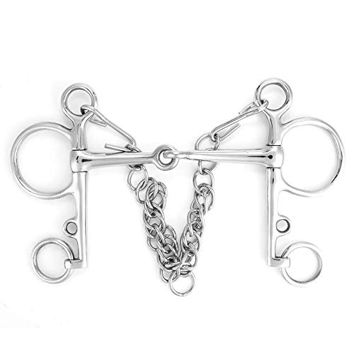 Broca Kimberwicke de Acero Inoxidable Boca articulada Maciza Rodillo masticable de Caballo Rodillo Snaffle Horse Broca Pelham Accesorio de Carreras para Suministros ecuestres(135MM)