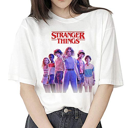Camiseta Stranger Things Niña, Camiseta Stranger Things Mujer, Impresión T-Shirt Abecedario Camiseta Stranger Things Temporada 3 Camisa de Verano Regalo Camisetas y Tops (15,M)