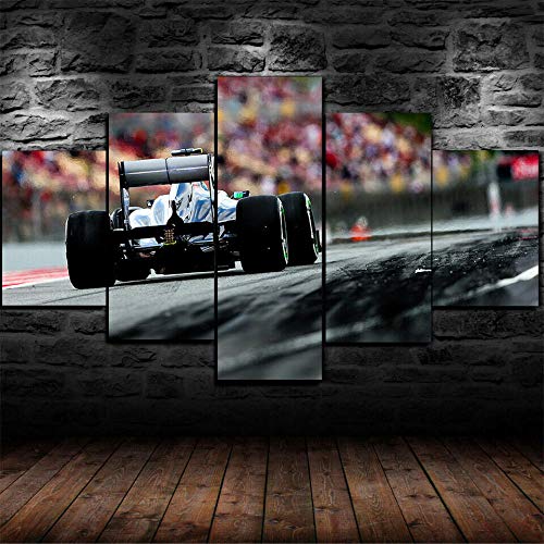 Canvas Wall ArtFórmula 1 GP España Mercedes Hamilton5 piezas de lienzo Foto Regalo Moderno Decoración Decorativo para Tu Salón o Dormitorio Mural Hd Con Marco