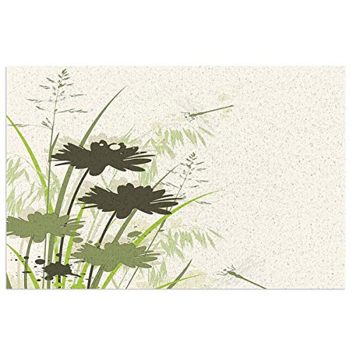 cap hat Dragonfly Lake Flowers Leaves On Abstract Backdrop Image Bird Like Bugs Dark Green and Light Green PVC Door Mat 40x60cm Non-Slip Stain Fade Resistant Carpet