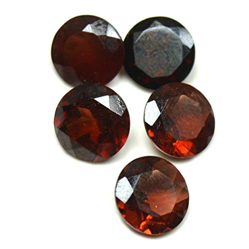 CaratYogi Original Hessonite Red Granate Gema Suelta Lot 9 Quilates 5 Piezas Redondo facetado Corte Piedra curativa