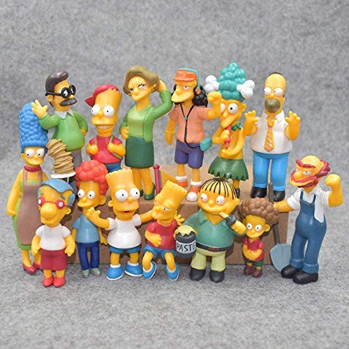 cheaaff Juguete de Anime 14 unids/Set Simpsons Family PVC Figuras de acción Juguetes de Modelos coleccionables