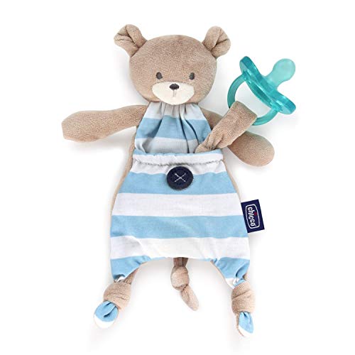 Chicco Pocket Friend - Guarda chupetes de peluche con bolsillo, azul