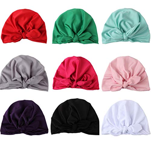 CHSEEA 9PCS Niños Sombrero Beanie Gorras Elásticas Caliente de Punto Arco Venda De Pelo Bebe Vinchas Diadema Turbante Cintas para El Pelo Niñas Accesorios para El Cabello #1