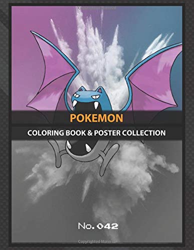 Coloring Book & Poster Collection: Pokemon Golbat Official Artwork Design With His National Pokéd Anime & Manga