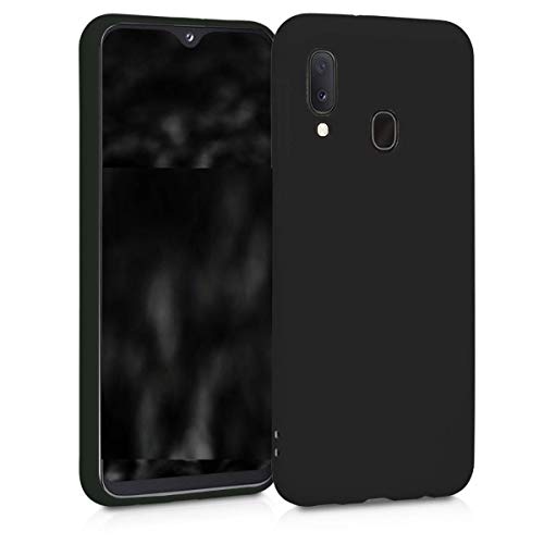 Compatible con Samsung Galaxy A20E (5.8) SM-A202F SM-A202F/DS funda suave de silicona TPU + película resistente a los golpes 9H vidrio templado (negro)