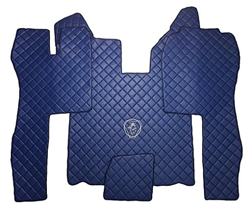 Conjunto de Alfombrillas delanteras para SCANIA R 2004-2013 Camión TRANSMISIÓN AUTOMÁTICA Alfombra de piso Moquetas AZUL Cuero Eco