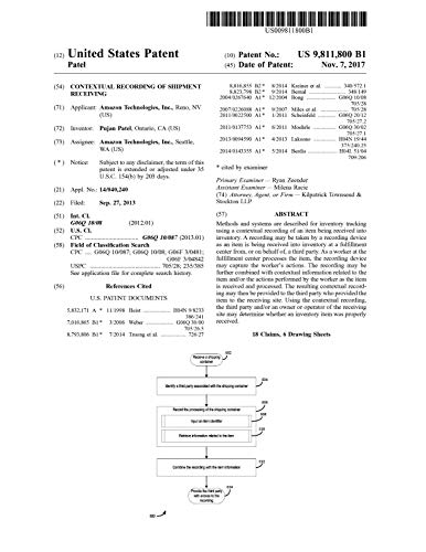 Contextual recording of shipment receiving: United States Patent 9811800 (English Edition)