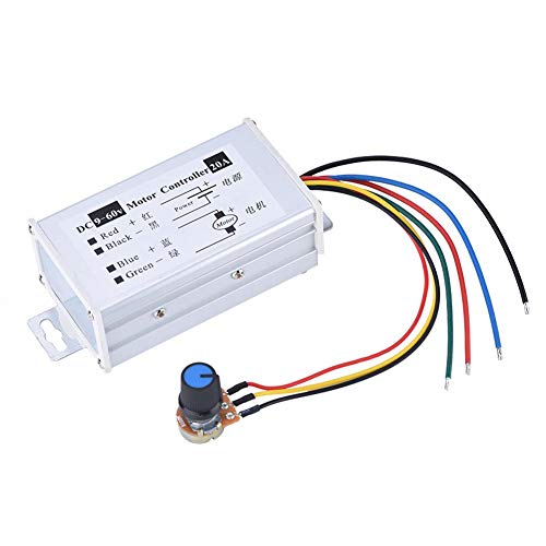 Controlador de velocidad del motor de CC, 9-60 V CC 20A Regulador de velocidad del motor de CC de alta potencia PWM Regulador de velocidad variable sin escalonamiento Tablero interruptor