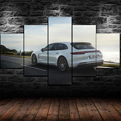 Cuadro En Lienzo 200X100Cm Coche Porsch Panamera Turbo S Impresión De 5 Piezas Material Tejido No Tejido Impresión Artística Imagen Gráfica Decor Pared