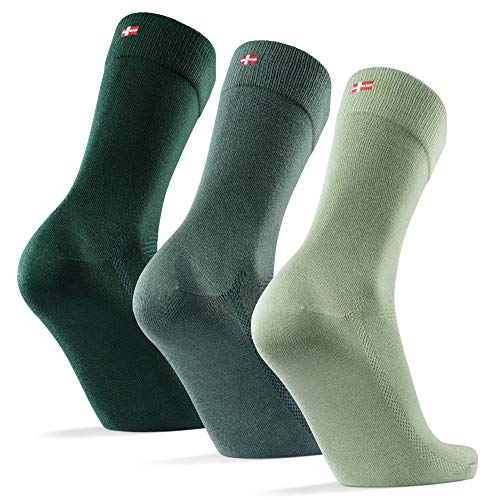 DANISH ENDURANCE Calcetines de Bambú 3 Pares (Multicolor: 1 x verde claro, 1 x verde medio, 1 x verde oscuro, EU 39-42)