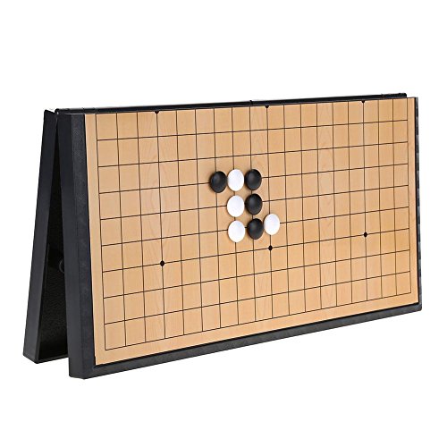 Demeras Go Game Set Weiqi Juegos educativos con Piedras de PVC y Tablero de ajedrez Plegable Juego de Estrategia de Tablero de ajedrez para niños y Adultos