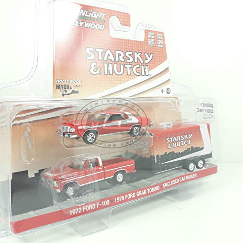 Desconocido 1/64 Ford F-100 1972 Y Gran Torino 1976 Enclosed Car Hauler Greenlight