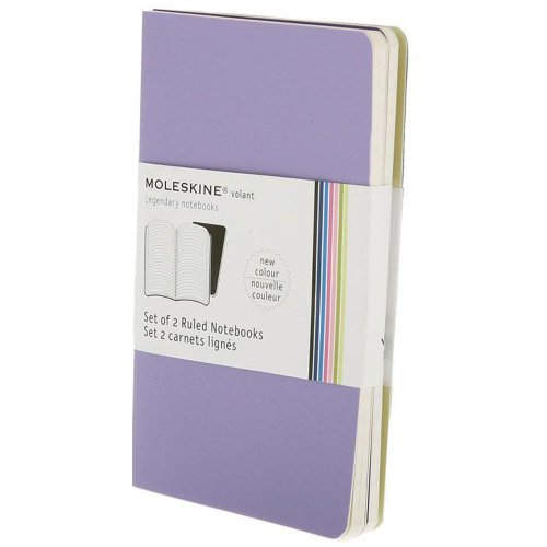 Diarios flexibles con todas las páginas desmontables y un conjunto de etiqueta, color púrpura (pack de 2) (Moleskine Volant)