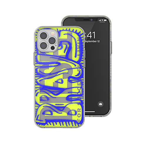 Diesel Diseñada para iPhone 12 / iPhone 12 Pro 6.1 Case, Clear Snap Case, Shockproof Stock Tested Cover with Raised Edges, Blue/Lime