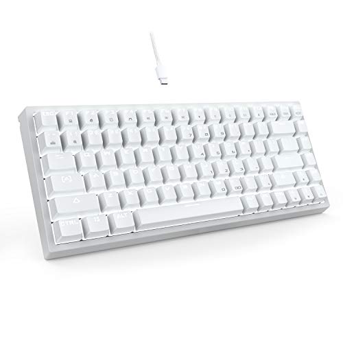 DREVO Gramr Teclado Mecánico Gaming Retroiluminación LED Blanca, Tamaño 75% Tipo TKL con 84 Teclas QWERTY Keyboard Interruptor Azul,Blanco