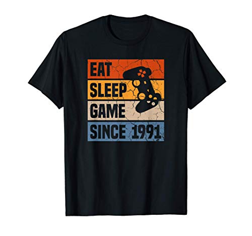 Eat Sleep Game Since 1991 30º Cumpleaños 30 Años Videojuego Camiseta